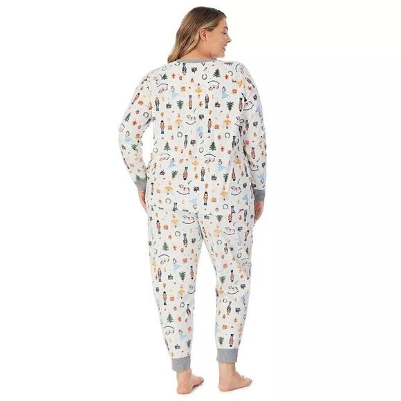 Cuddl Duds Womens Cream Nutcracker Velour V Neck Pajamas 2 Pc Set Plus Sz 2X New - Picture 2 of 8